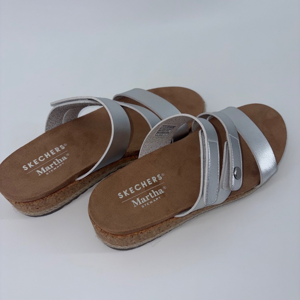 Skechers Martha Stewart Silver‎ Metallic Platform Slide Sandals 158904 Mens 7